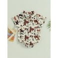 thumbnail image 2 of Cenuakty Infant Baby Boys Romper Boots/Horse/Cactus Print Turn-Down Collar Short Sleeve Western Style Jumpsuits Summer Newborn Bodysuits, 2 of 9