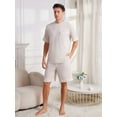 thumbnail image 2 of U2SKIIN Mens Pajama Set, Short Sleeve Lightweight Sleepwear Soft Nightwear Set With Pocket,(Beige Mel.M), 2 of 5