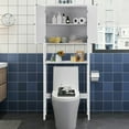 thumbnail image 2 of Over The Toilet Storage Cabinet Double Door Bathroom Organizer Adjustable Shelf, 2 of 10