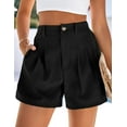 thumbnail image 3 of PRETTYGARDEN Womens Shorts Casual Summer Elastic High Waist Zipper Button Tailored Shorts Pleated Beach Vacation Outfits, 3 of 9