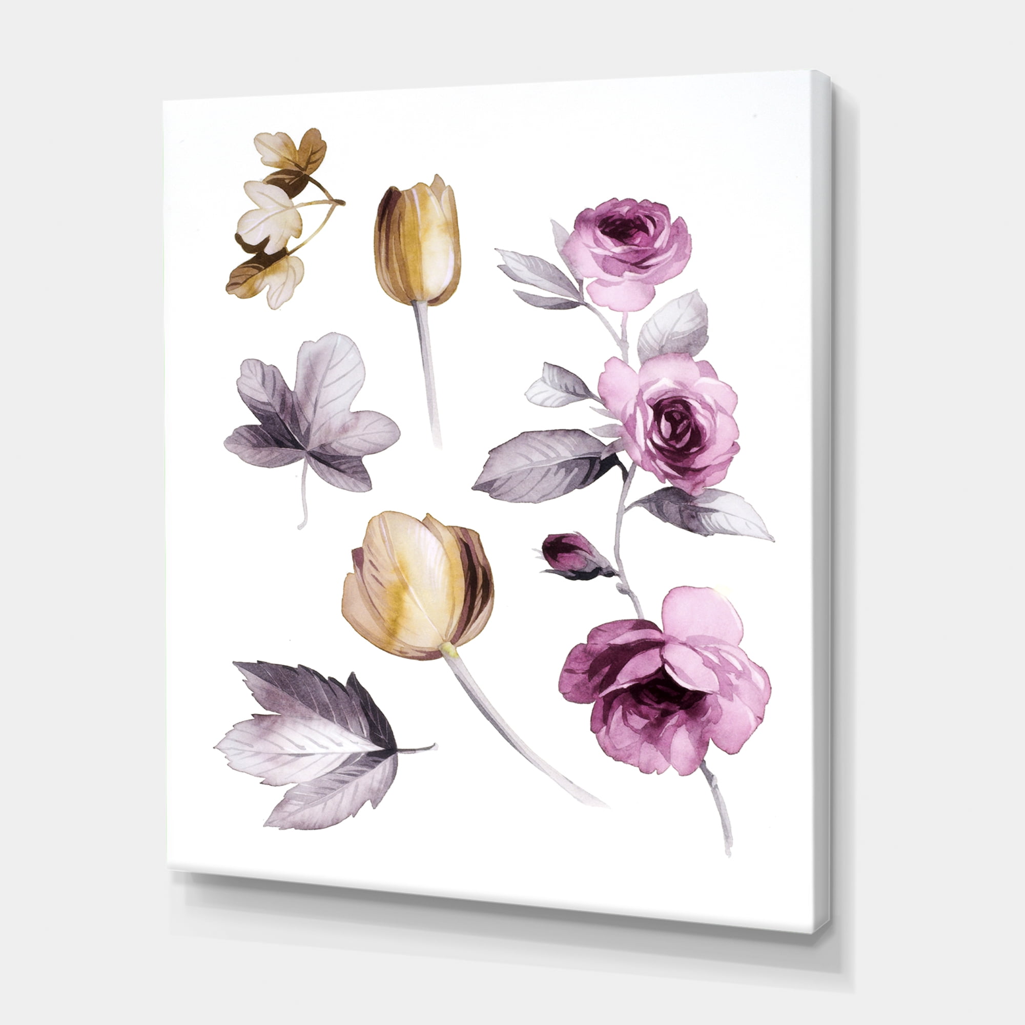 Designart ' Orange and Pink Wildflowers ' Traditional Canvas Wall Art Print