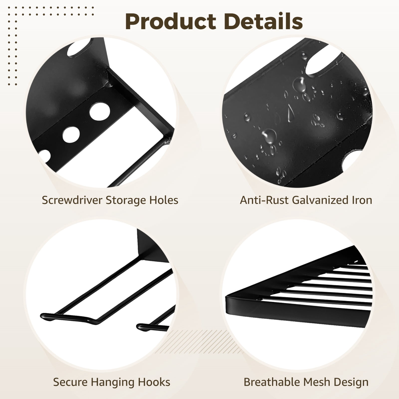 2PCS Wall Mounted Basket and Tool Holder Set with EZ Bolts & Screw Kit, Compatible with Suncast Shed, Galvanized Iron Organizer for Garage, Resin Shed Metal Racks