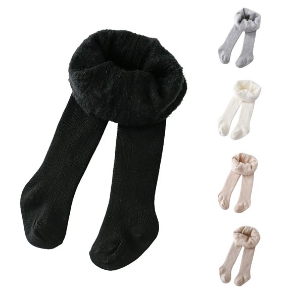 Girls Pants Toddler Kids Baby Girls Lined Warm Full Length Leggings Stretchy Basic Winter Stocking Pants for Daily Wear Black 12-24 Months