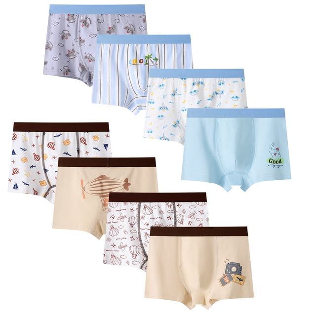 Hbhpov sous-Vêtements Garçons Dinosaures Boxeurs pour Tout-Petits Caleçons Courts Enfants sous-Vêtements Doux, Lot de 8, Taille 2-12