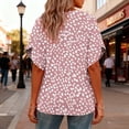 thumbnail image 5 of Twczz Womens Floral Shirts Short Sleeve- V-Neck Loose Fit Casual Summer Boho Tops Blouse Pink Size 2XL, 5 of 8