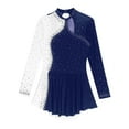thumbnail image 5 of TiaoBug Women's Contrast Color Figure Ice Skating Dress Shiny Rhinestone Ballet Gymnastics Leotard Navy Blue XXL, 5 of 7
