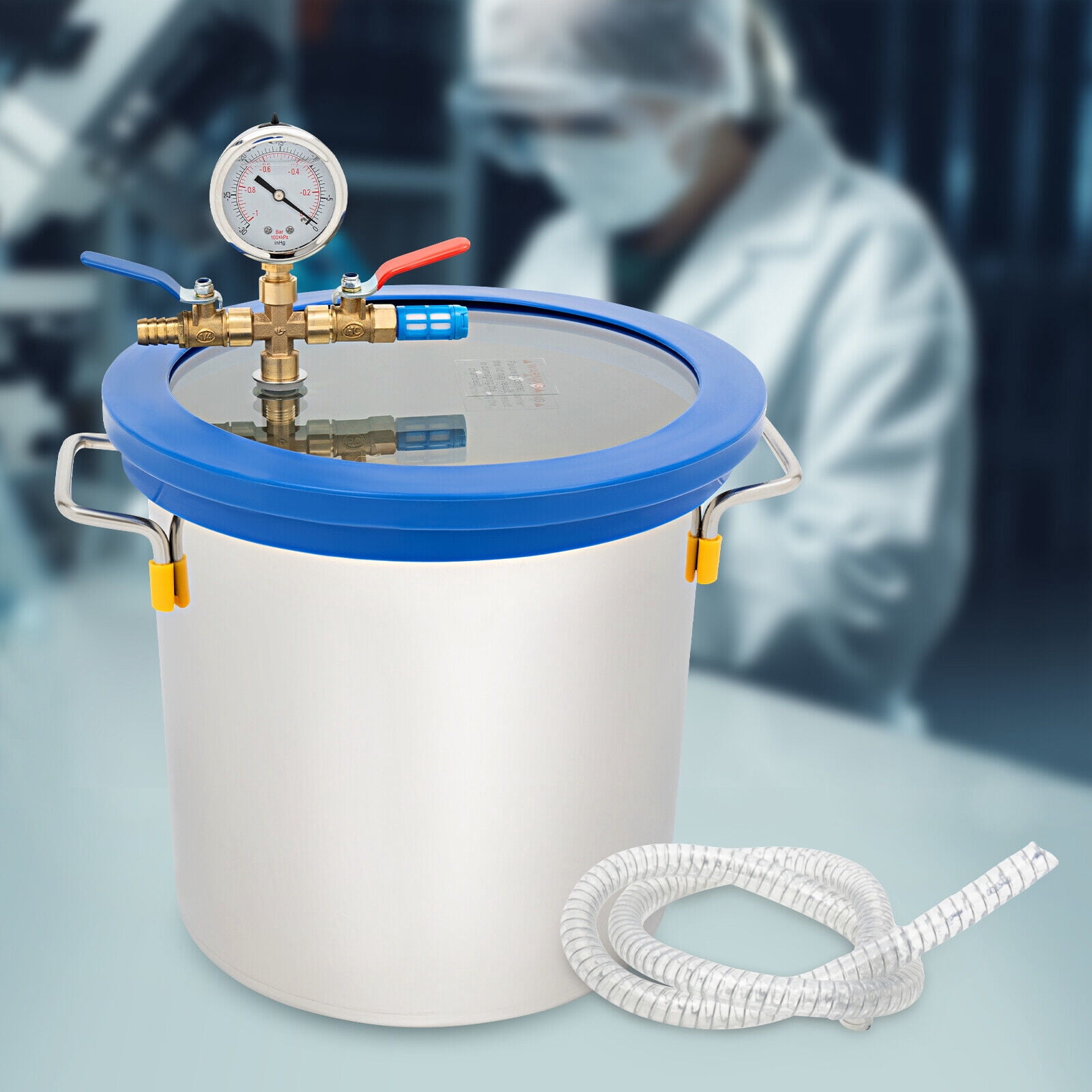 3 Gallon Vacuum Degassing Chamber with Lid, Vacuum Chamber Kit for Stabilizing Wood Epoxies Blue