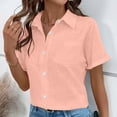 thumbnail image 4 of Tops de Color Sólido para las Mujeres Manga Corta V-Cuello Botón Arriba, Blusa de Moda Casual para el Uso Diario, 4 of 8