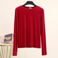 thumbnail image 1 of LNGOOR Modal T-Shirt Basique Uni Col Rond Manches Longues Femmes Automne Tee-Shirt de Base T-Shirt Assorti Grande Taille, 1 of 7