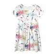 thumbnail image 7 of Gubotare Girls 4th of July Dress Girls Dress Short Sleeve Sleepshirts Heart Print Princess Daily Dress (White,Size 7-8 Years), 7 of 7