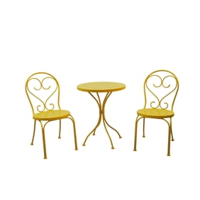 red wrought iron bistro set