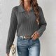 thumbnail image 4 of Suéteres de Punto para Mujer, Suéteres de Larga con Cuello en V, Camisetas Casuales, Conjuntos de Moda de Otoño Gris Oscuro XL, 4 of 7