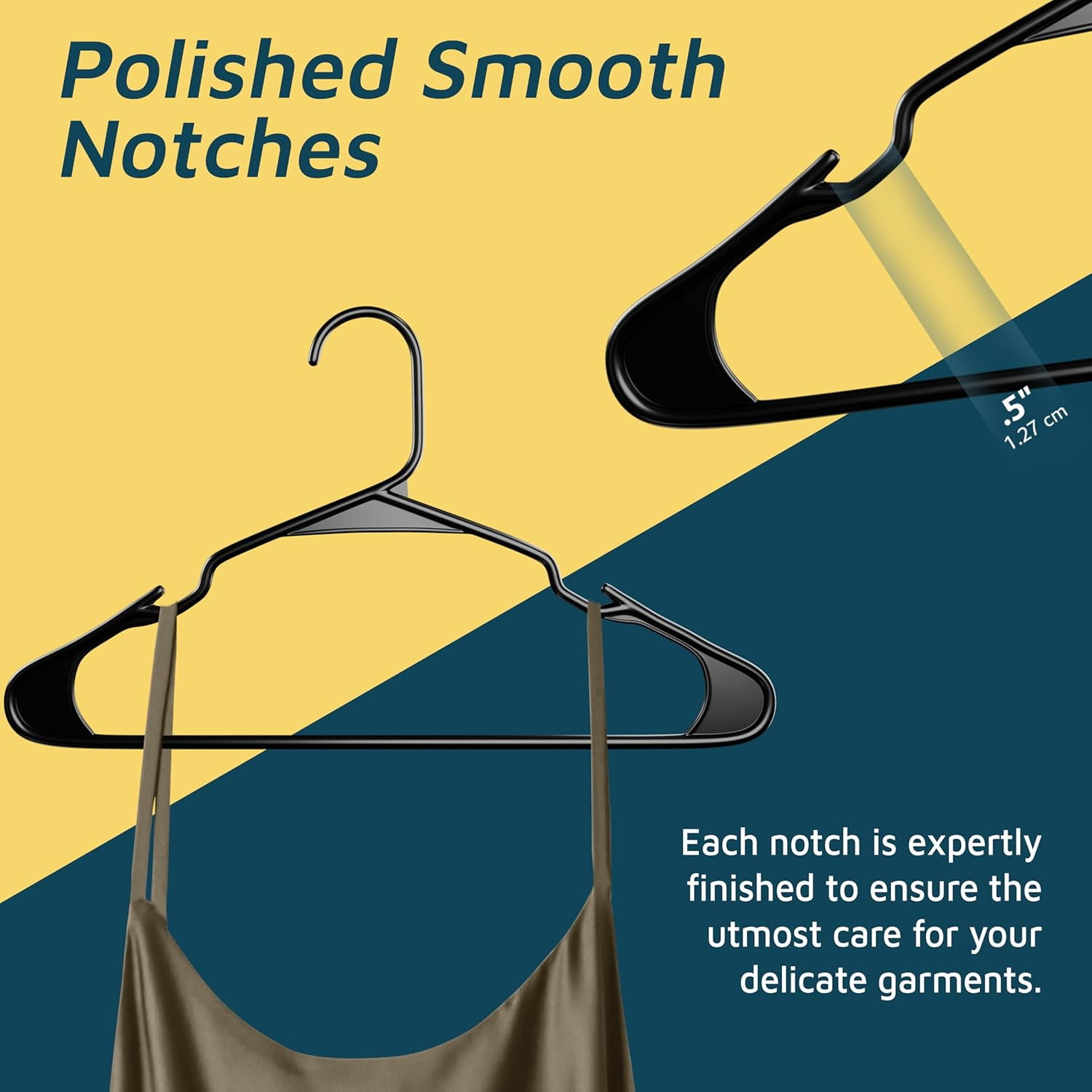 Plastic Clothes Hangers – Heavy Duty Hanger Set, for Organizing Clothes, Dresses, and Coat, Holds Up to 5 lbs, Space-Saving Hangers with Non-Slip Shoulder Grooves, Pack of 10, Black