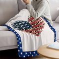 thumbnail image 3 of Independence Day Blanket Soft Cozy Warm Twin Blanket for Bed, Plush Fuzzy Flannel Fleece Blankets for Sofa, American Flag Star Leopard Print Heart Throw Blankets for Couch, Gifts for Men, 60"x80", 3 of 9