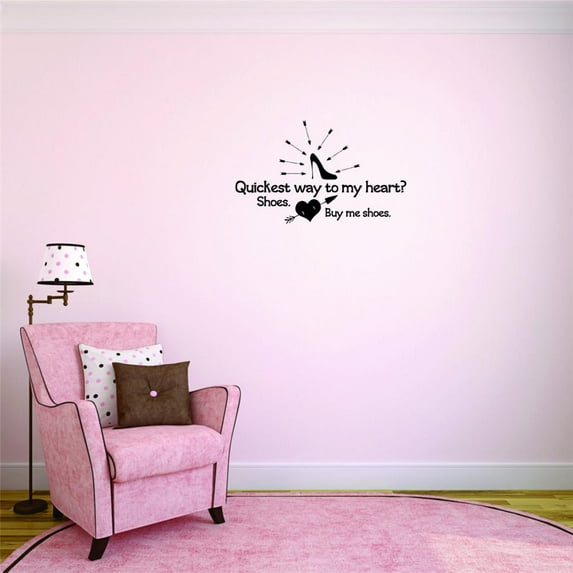 Shoes Quickest Way To My He Shoes Me Shoes Ladies Fashion Girls Room Unicorn Pony Princess Crown Sparkle Lama Magical Decorating Ideas Girl Boy Bedroom Wall Decal Sticker - Size: 10 Inch x 22 Inch
