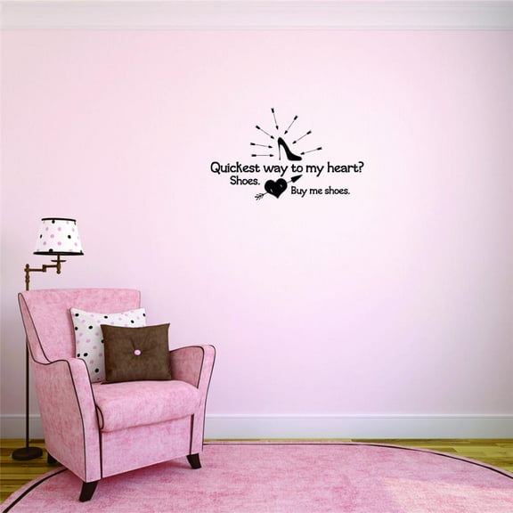 Shoes Quickest Way To My He Shoes Me Shoes Ladies Fashion Girls Room Unicorn Pony Princess Crown Sparkle Lama Magical Decorating Ideas Girl Boy Bedroom Wall Decal Sticker - Size: 10 Inch x 22 Inch