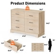 thumbnail image 2 of CHITOOMA 6 Drawer Fluted Dresser for Bedroom, Modern Wooden Long Dresser, Storage Cabine Chest of Drawers for Living Room Hallway, Natural, 2 of 8