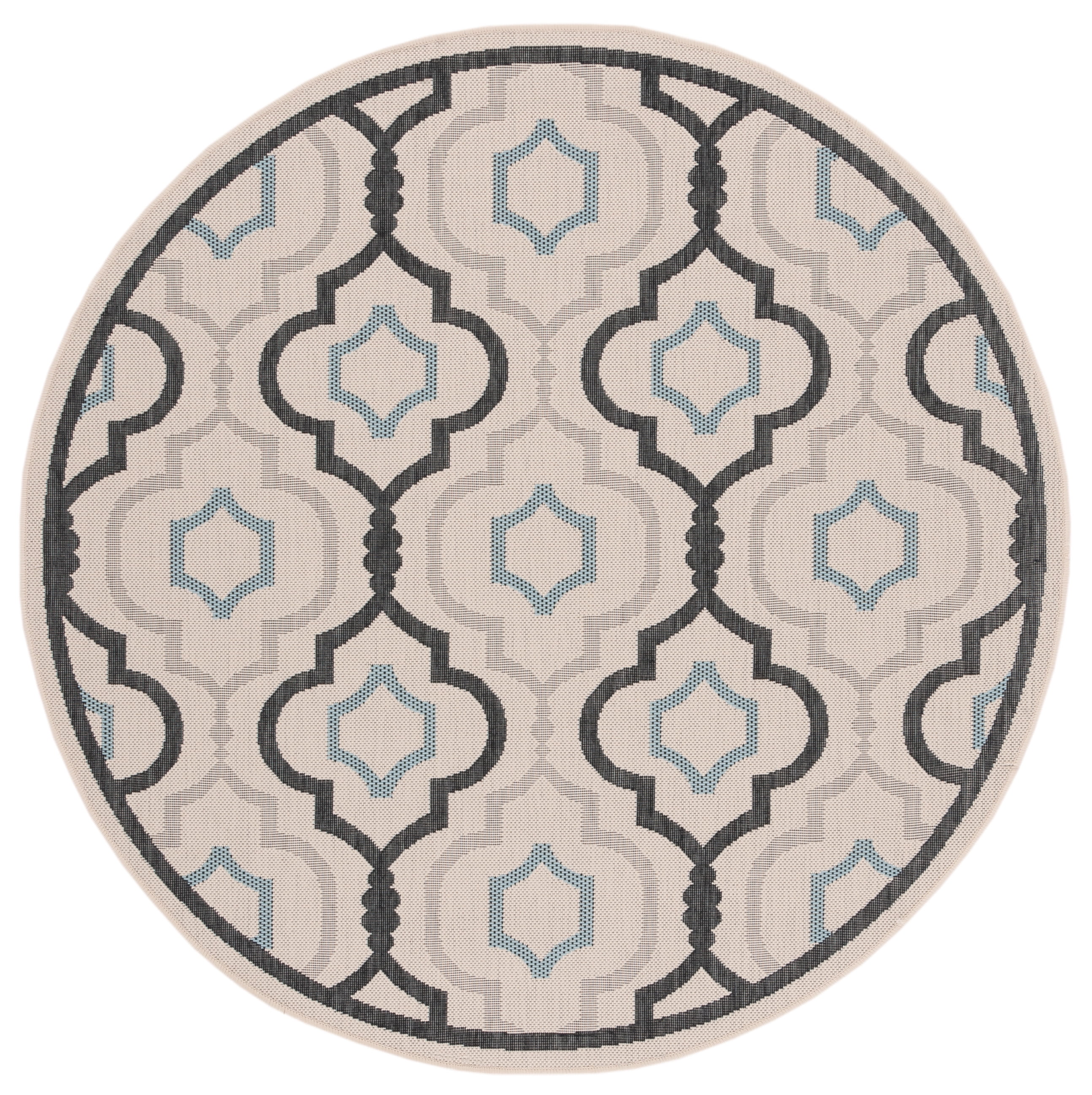 Safavieh Courtyard Bayon Geometric Indoor/Outdoor Area Rug, Ivory/Black, 7'10" x 7'10" Round