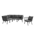 thumbnail image 2 of Modway Riverside 6 Piece Outdoor Patio Aluminum Set in Gray Charcoal, 2 of 10