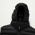 thumbnail image 7 of Riecok Quilted Vest for Men Sleeveless Detachable Hood Zip up Jackets Solid Casual Winter Outerwear with Pockets Black 2XL, 7 of 7