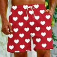 thumbnail image 2 of Lovskoo 2024 Men's Hawaiian Summer Beach Shorts Drawstring Valentine's Day Heart Print Casual Shorts Pant Red, 2 of 9