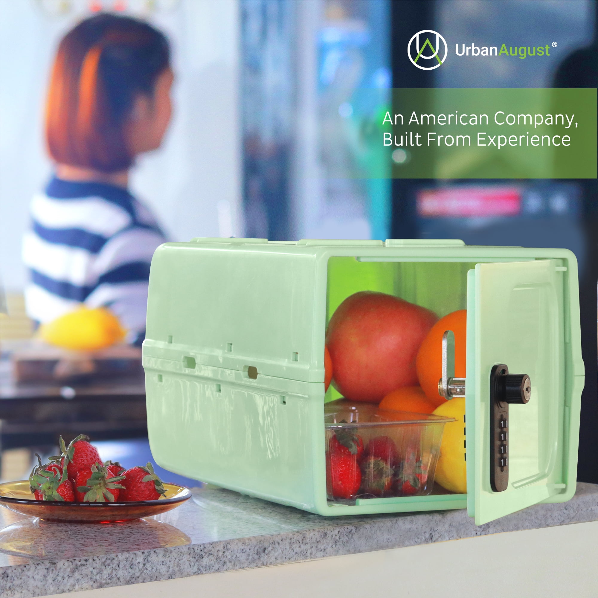 Urban August Dual Combination & Keyed Lock box - Lockable Box for Everyday Use - Multi-Purpose lock for Home & Office Safety - Made of Industrial-Grade Plastic - One Size (Spring Green)