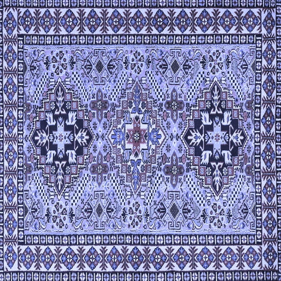 Ahgly Company Machine Washable Indoor Square Persian Blue Traditional Area Rugs, 4' Square