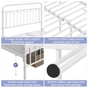 Yaheetech Metal Platform Bed Frame with Headboard and Footboard, Full Size, White