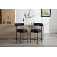 thumbnail image 3 of Guyou Leather Counter Height Bar Stools Set of 2, Modern Upholstered Barstools with Curved Open Back and Metal Legs, 26” Kitchen Island Chairs for Restaurant Kitchen Pub Bistro, Black, 3 of 9