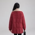 thumbnail image 7 of Women's Mid-Length Sherpa Lined Coat, Notch Lapel Long Jacket, Loose Fit Plus Size Winter Parka, Thickened Cotton Padded Overcoat, Comfortable Warm Outerwear Wine L, 7 of 7