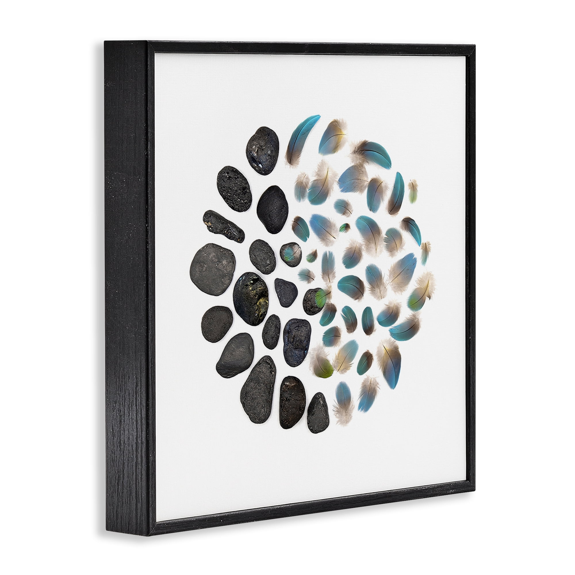 Stupell Industries Feathers & Rocks Collection Black Framed Giclee Art, design by Beth Adoette