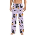 thumbnail image 7 of FORMRS Mens Pajama Pants with Pockets Sleepwear Lounge Bottoms Sizes S-2XL, Light Purple Halloween Black Cat, 7 of 7