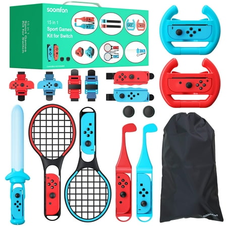 SOOMFON 15 in 1 Nintendo Switch Sports Accessories Bundle,Family Party Sports Game Kit, Christmas,Birthday Gift
