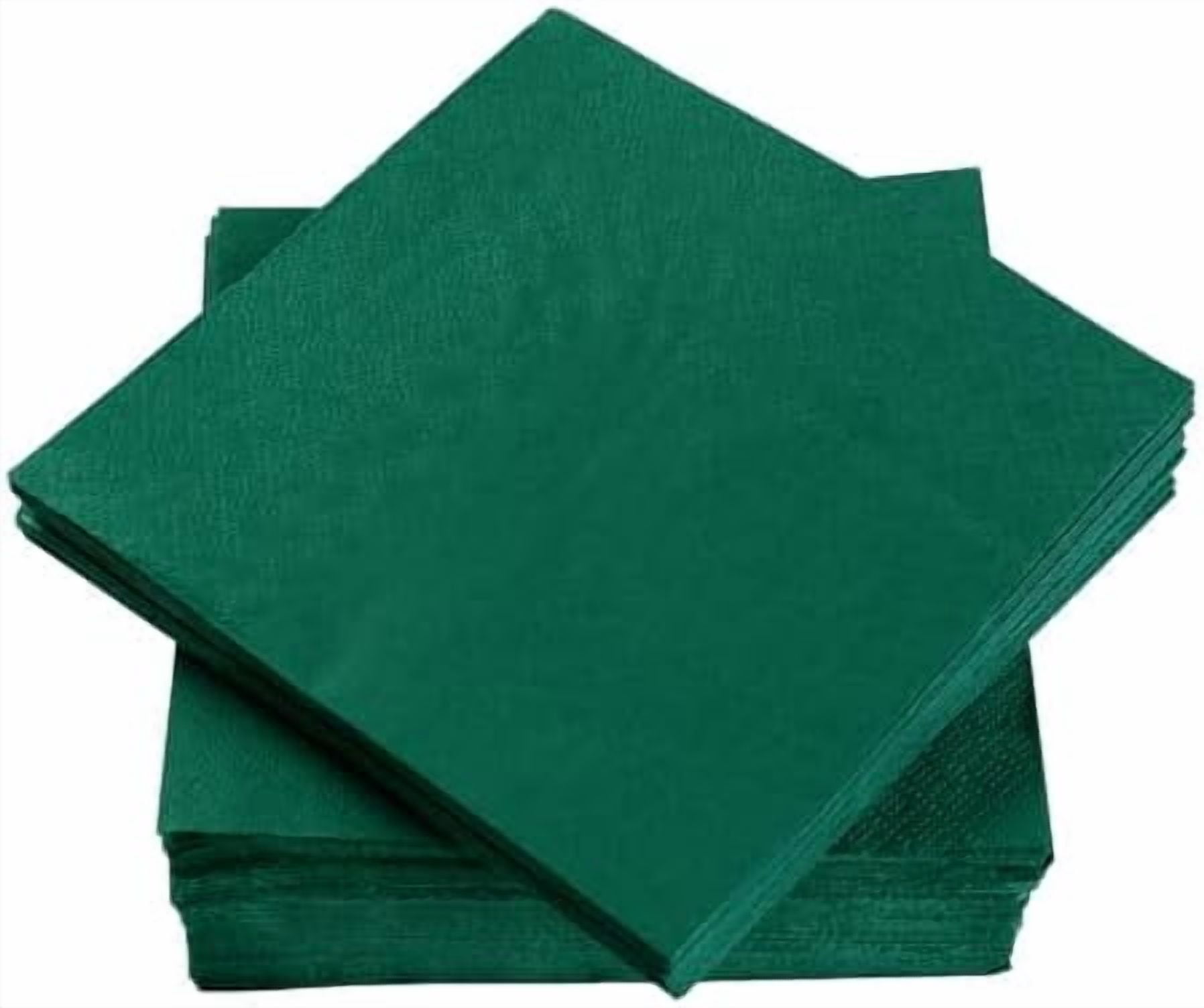 100 Pack Cocktail Napkin 2-Ply Dessert Napkins Folded 5 x 5 Inches Disposable Napkins for Dinner Wedding Birthday Party Bridal Anniversary Reception Event (100, Dark Green)