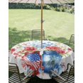 thumbnail image 3 of Outdoor Tablecloth with Umbrella Hole Zipper 4th of July Round Tablecloth 60" Waterproof Outside Table Cloth Independence Day Spring Floral American Flag Patio Table Cover Tablecloths for Picnic, 3 of 8