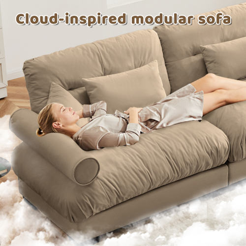 GAKMCIL 93.7" Loveseat Sofa, 2 Seater Modular Sectional Sofa, Large U Shaped Sectional Velvet Fluffy Couch,Deep Seat Sofas for Living Home