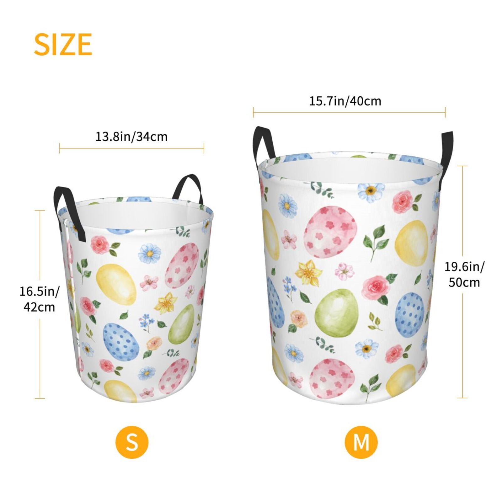 Large Laundry Basket with Handles - Easter Egg3 Kids Baby Dirty Clothes Laundry Hamper for Bedroom Aesthetic