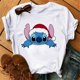 thumbnail image 1 of Camiseta navideña con dibujos animados de Lilo y Stitch para mujer, remera con estampado de Stitch, playera de manga corta con estampado Y2k, camisetas de calle para mujer, 1 of 5