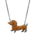 Crystaluxe Dachshund Necklace with Swarovski Crystals + Finecraft 3/4 ct Stud Earrings with Cubic Zirconia