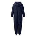 thumbnail image 6 of SDNall Womens Fleece Onesies Pajamas Jumpsuit Long Sleeve Hooded Jumpsuit Pajamas Casual Winter Warm Rompe Sleepwear (Navy, Sizes S-XXXXXL), 6 of 9