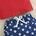 thumbnail image 6 of Toddler Baby Boy Independence Day Outfit 6 12 18 24 Months 2T 3T 4T USA Letter Print Short Sleeve Top And Pocket Shorts Boys Patriotic Outfit Set, 6 of 7