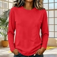 thumbnail image 6 of XuJwPNcy Women Long Sleeve Cotton Tops Soft Crew Neck Basic Tees Fall Fashion Regular Fit T Shirts(Red,XX-Large), 6 of 7