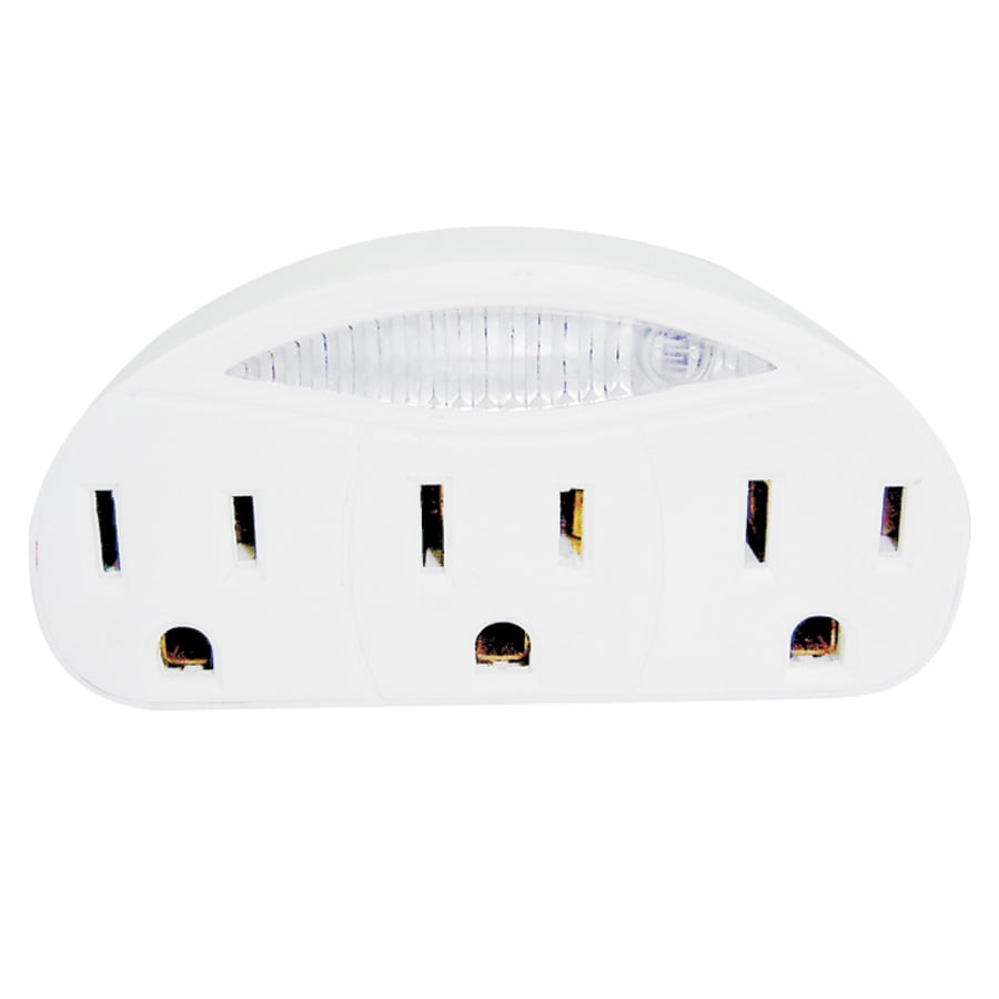 Hyper Tough 3 Grounded Outlet Night Light Indoor White Tap Walmart