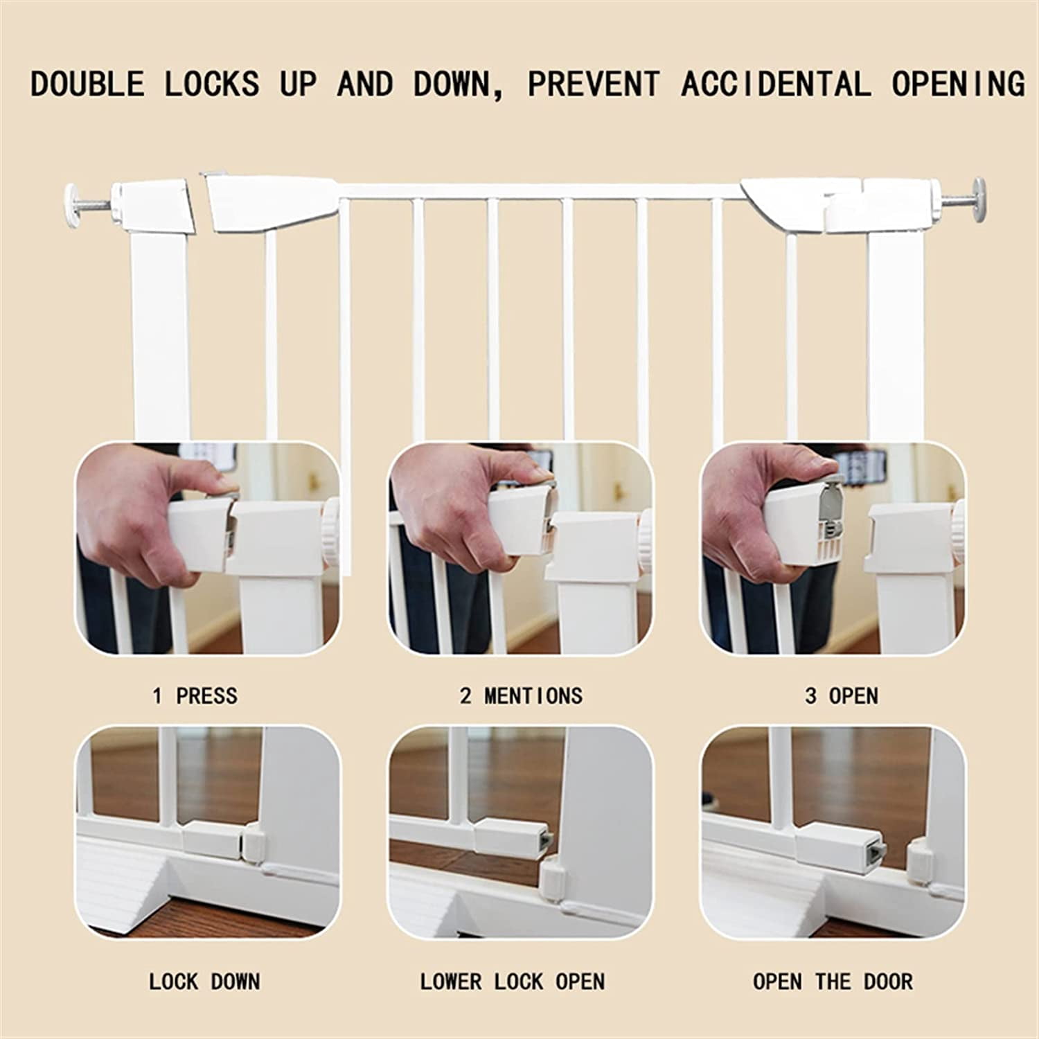 Gamvdout Stair Gate for Dogs, Extra Wide Pet Safety Gate, Tall 75Cm Dog Gate Indoor Extendable Stair Gate, No Drilling/White/75-82Cm