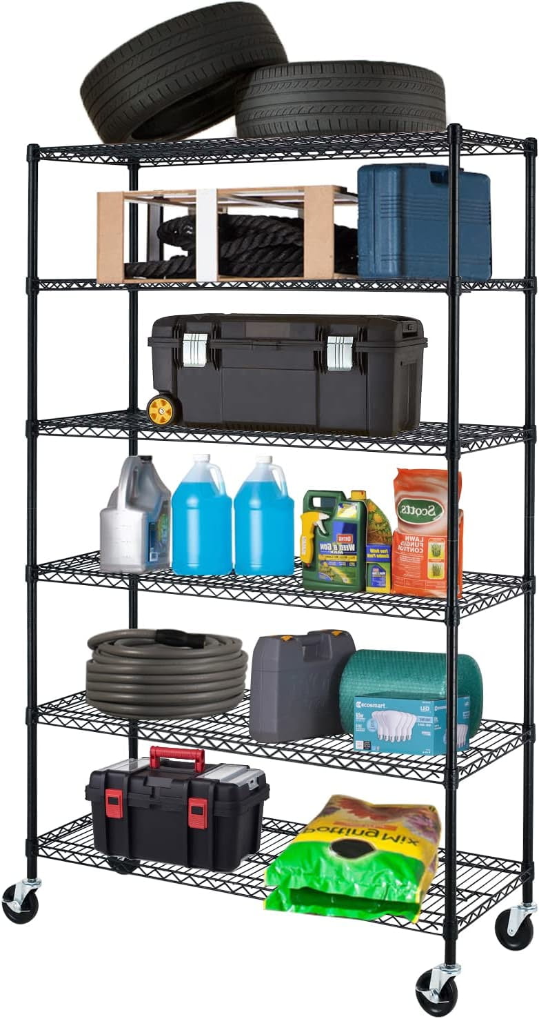YRLLENSDAN 6000LBS Capacity Garage Shelves and Storage on Wheels, Heavy