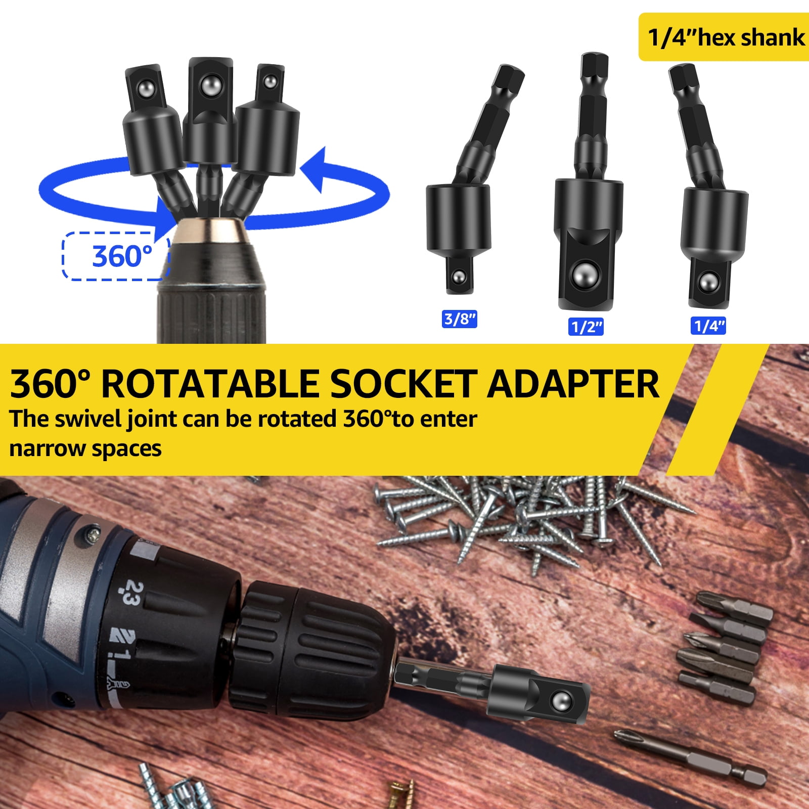 TMWEFUSC 30Pcs Flexible Drill Bit Extension Kit Quick Release Soft Shaft Screwdriver Kit with 105° Right Angle Drill Attachment 360° Rotatable Socket Adapter Extension Rod and 10 Bits
