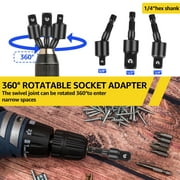 TMWEFUSC 30Pcs Flexible Drill Bit Extension Kit Quick Release Soft Shaft Screwdriver Kit with 105° Right Angle Drill Attachment 360° Rotatable Socket Adapter Extension Rod and 10 Bits
