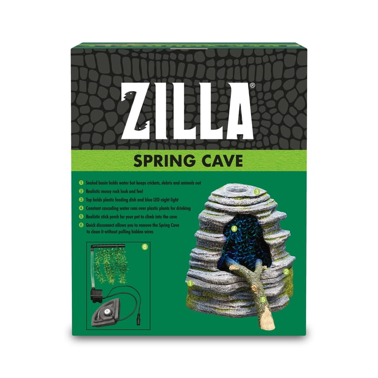 Zilla Spring Cave Décor with Blue LED Rain Chamber, Reptile