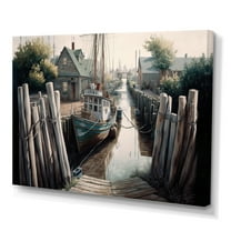 Designart Charming Boat House III Canvas Wall Art