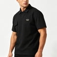 thumbnail image 4 of Men's Summer Breathable Polo Shirt, Loose Fit Short Sleeve Work Shirt with Chest Pocket and Emblem Size M-5XL Black, 4 of 6